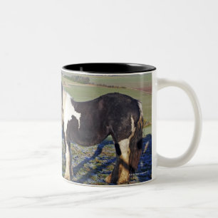 Two horses on Hackpen hill in North Wiltshire Two-Tone Coffee Mug