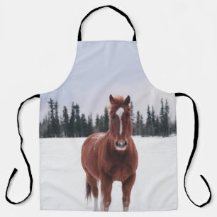 TWO HORSES ON SNOW APRON