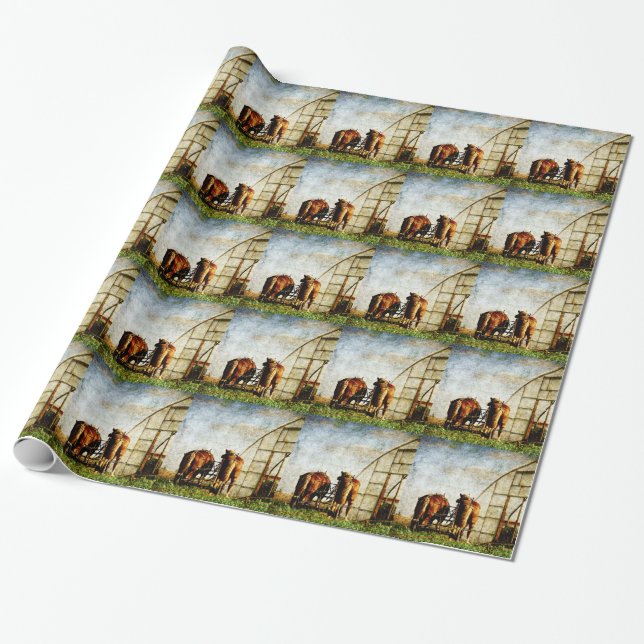 Two Horses Ready For Work Wrapping Paper (Unrolled)