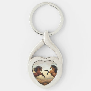 Two Horses Rearing Key Ring
