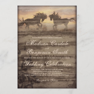 Two Horses Rustic Country Western Wedding Invites
