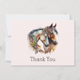 Two Horses with Feather Decorations Boho Thank You