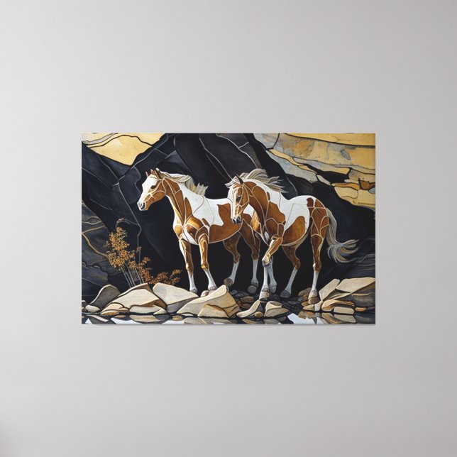 Two Hose Taking a Stroll on the Rocks Artwork Canv Canvas Print (Front)
