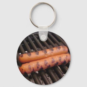 Two Hotdogs Grilling Key Ring