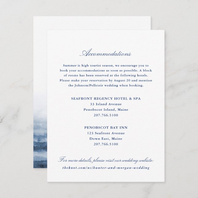 Two Hotels Wedding Insert Card - Penobscot (Front/Back)