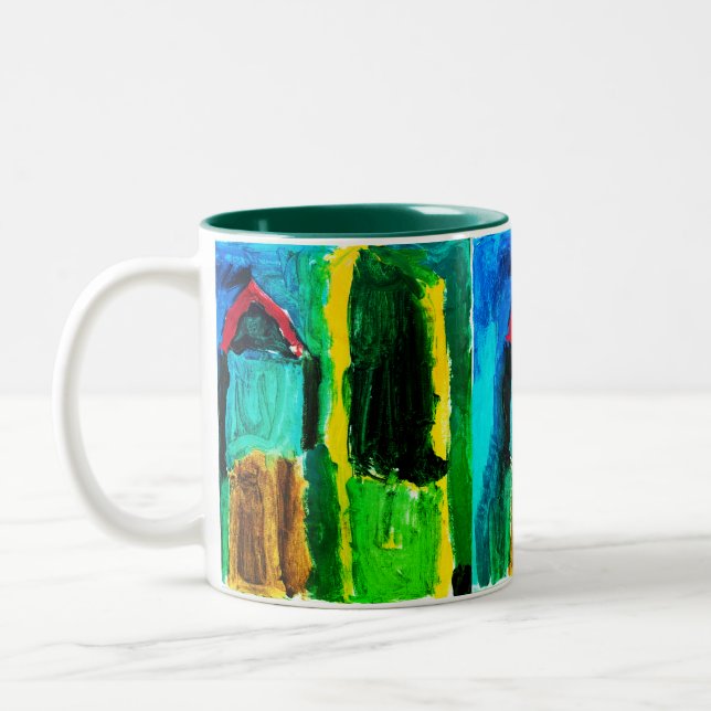 Two Houses Colourful Two-Tone Coffee Mug (Left)