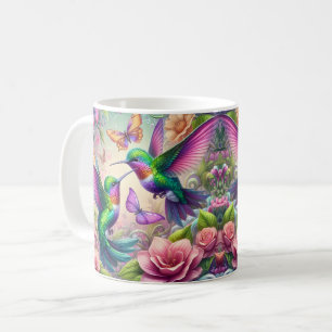 Two Hummingbirds and flowers Coffee Mug