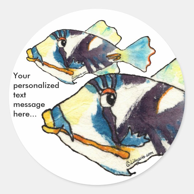Two Humu Humus Fish Personalised Stickers (Front)