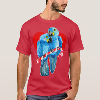 Two Hyacinth Macaw Parrots Perching on Candy Cane1 T-Shirt