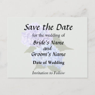 Two Hydrangea Blue and Lavender Announcement Postcard