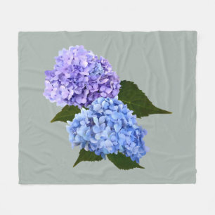 Two Hydrangea Lavender and Blue Fleece Blanket