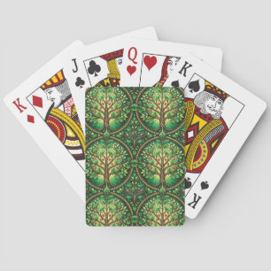 Two images of playing cards with a green