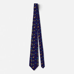 Two images showing the front and back of a navy tie