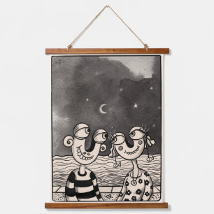 Two In love ink Drawing  Hanging Tapestry