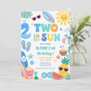 Two in the Sun Boy Tropical 2nd Birthday Invitation