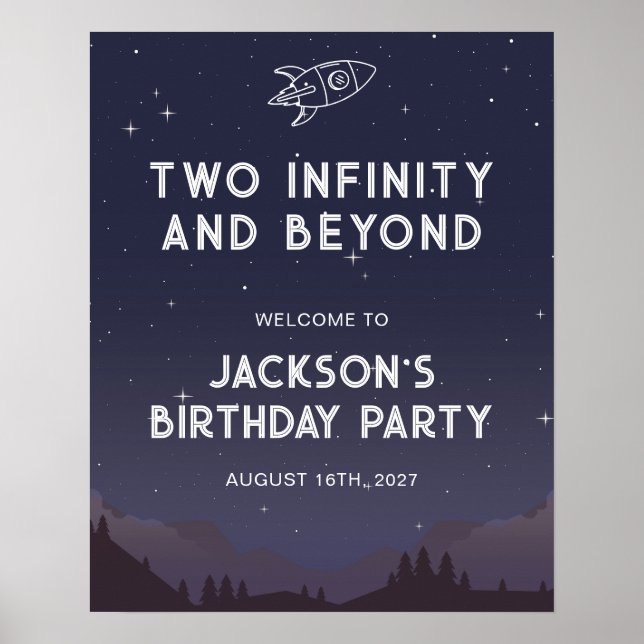 Two Infinity and Beyond Second Birthday Party Poster (Front)