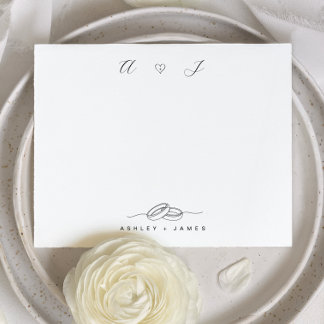 Two Initial Elegant Couple Monogram Stationery  Card