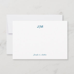 Two Initial Monogram Black Couple Stationery  Thank You Card