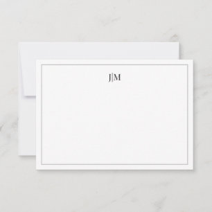 Two Initial Monogram Black Couple Stationery  Thank You Card