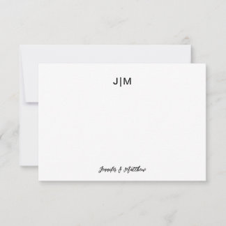 Two Initial Monogram Black Couple Stationery Thank You Card