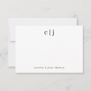 Two Initial Monogram Couple Newlywed Stationery Card