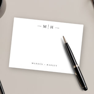 Two Initial Monogram Elegant Couple Stationery Card