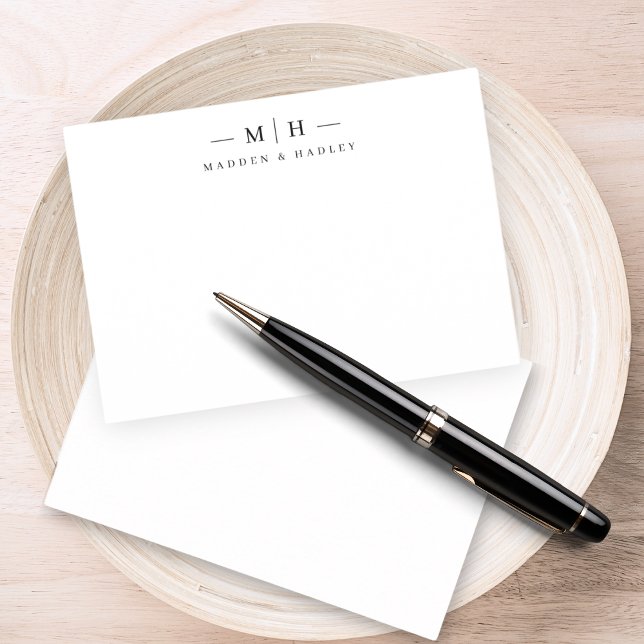 Two Initial Monogram Elegant Couple Stationery Card (Creator Uploaded)