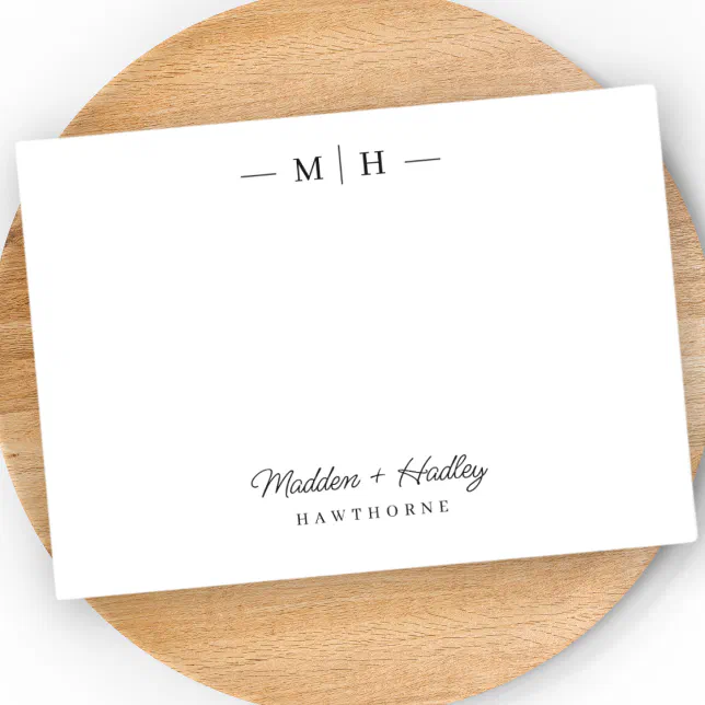 Two Initial Monogram Elegant Couple Stationery Card | Zazzle