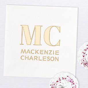 Two Initial Simple Monogram Initial Name Foil Napkins
