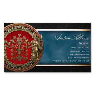 Two Instances of Gold Ninurta with Tree of Life Magnetic Business Card