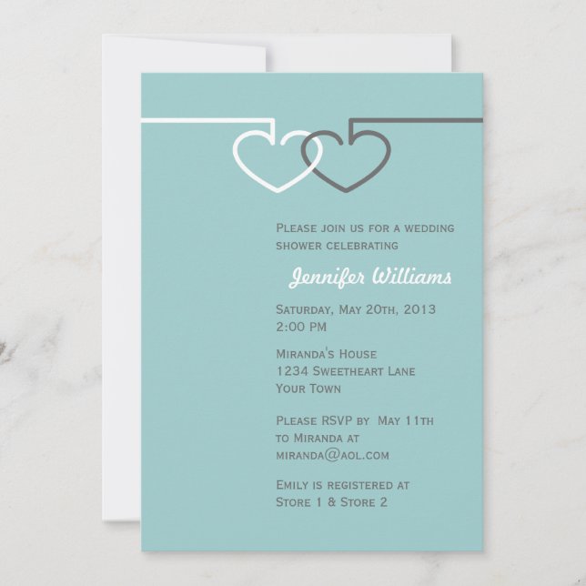 Two Interlocking Hearts Invitation (Front)