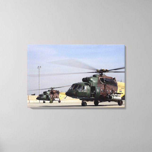 Two Iraqi Mi-17 Hip Helicopters Canvas Print (Front)