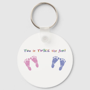 Two is twice the fun - twin boy and girl key ring