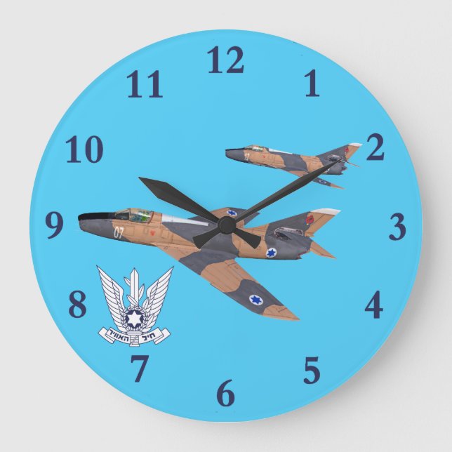 Two Israeli Super Mystères Large Clock (Front)