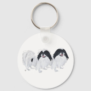 Two Japanese Chin Dogs Key Ring