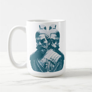 Two Japanese Samurai Statues Design Coffee Mug