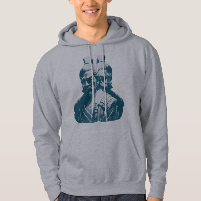 Two Japanese Samurai Statues Design Hoodie (Front)