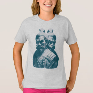 Two Japanese Samurai Statues Design T-Shirt