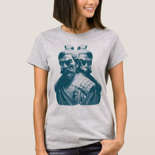 Two Japanese Samurai Statues Design T-Shirt