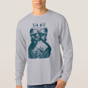 Two Japanese Samurai Statues Design T-Shirt