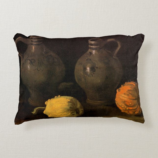 Two Jars and Two Pumpkins by Vincent van Gogh Decorative Cushion (Front)