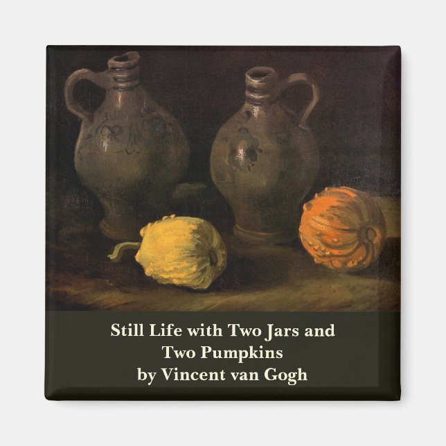 Two Jars and Two Pumpkins by Vincent van Gogh Magnet (Front)