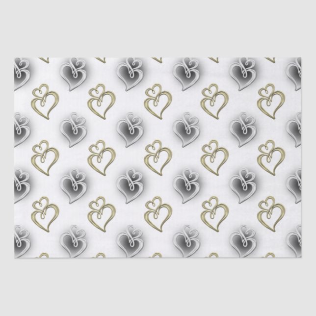 two jewelled hearts Wedding elegant party tissue Tissue Paper (Front)