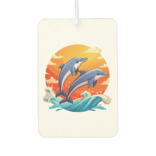 Two jumping cartoon dolphin car air freshener