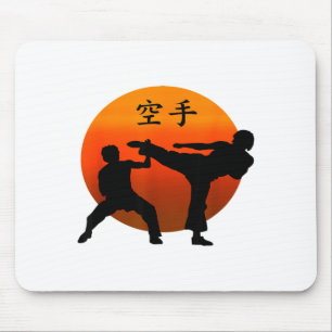 Two Karate Fighters With Rising Sun And Karate Wor Mouse Mat