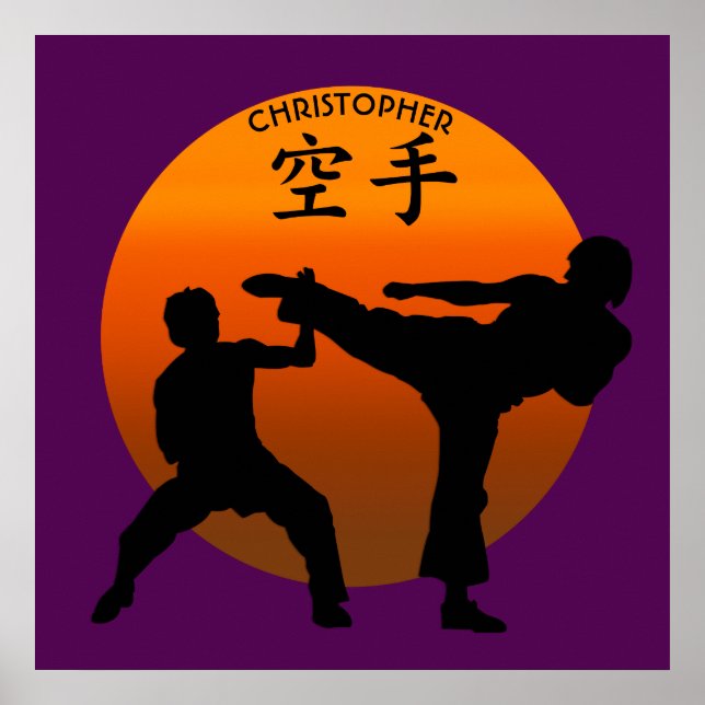 Two Karate Fighters With Rising Sun Poster (Front)