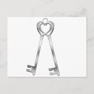 Two keys for one great love postcard