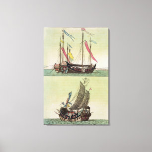 Two kinds of Chinese Junk, illustration from 'Le C Canvas Print