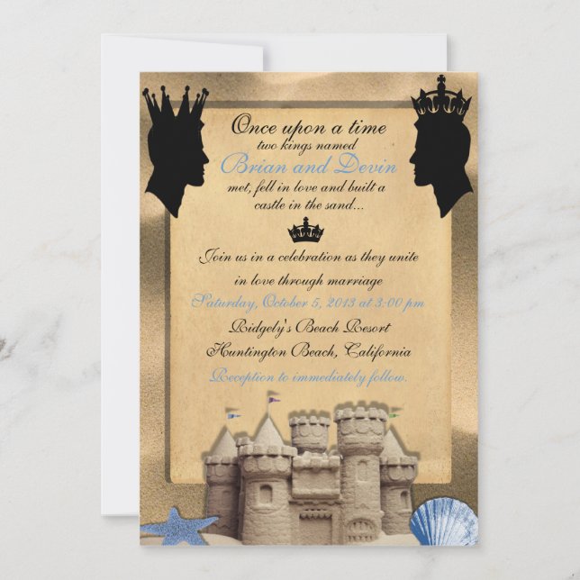 Two Kings Custom Gay Wedding Invitations (Front)
