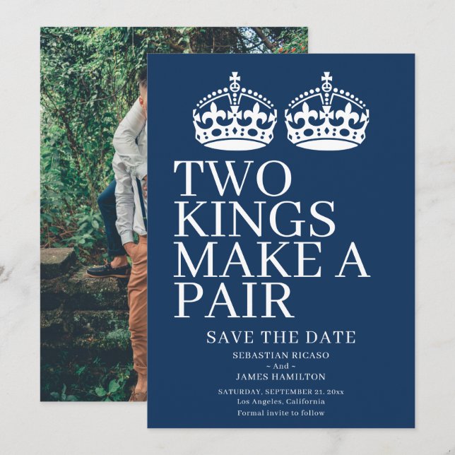 Two Kings Make A Pair Gay Wedding Announcement (Front/Back)